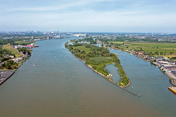 Повітряне Повітря Річки Ньєве Маас Річкою Лек Поблизу Роттердама Нідерланди — стокове фото