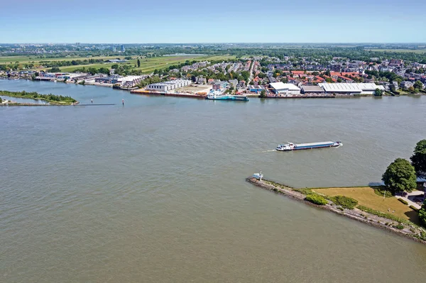 Aerial Crossing River Nieuwe Maas River Lek Rotterdam Netherlands — Stock Photo, Image