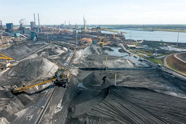 Antenne Der Schwerindustrie Hafen Von Ijmuiden Den Niederlanden — Stockfoto