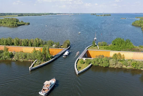 Luchtfoto Van Het Aquaduct Harderwijk Aan Het Veluwemeer Nederland — Stockfoto