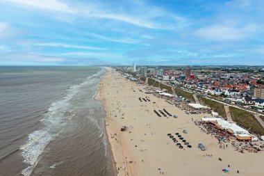 Aerial from the beach at Zandvoort aan Zee in the Netherlands clipart