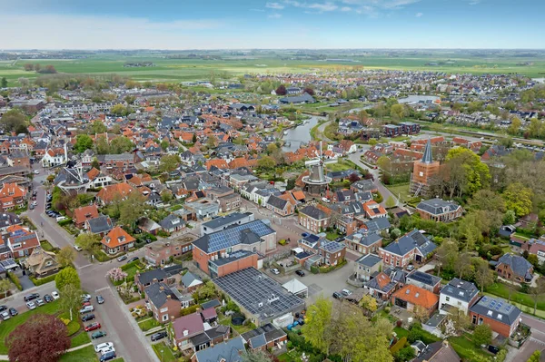 Aerial Cidade Tradicional Winsum Groningen Países Baixos — Fotografia de Stock