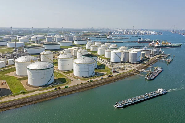 Aerial Industry Rotterdam Harbor Netherlands — Stock Photo, Image