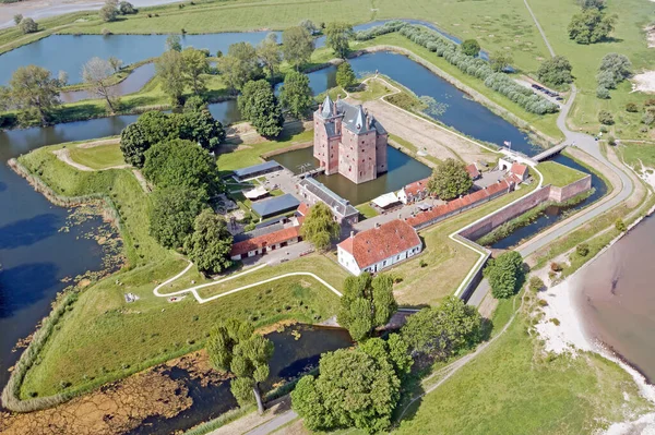 Tembakan Udara Dari Kastil Loevestein Dekat Gorinchem Belanda — Stok Foto