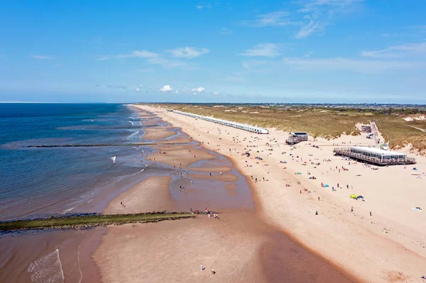 Aéreo Praia Julianadorp Noord Holanda Países Baixos Belo Dia Verão — Fotografia de Stock