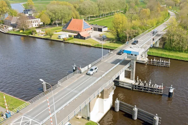 Воздушный Мост Через Альцкоу Сельской Местности Фрисландии Нидерландах — стоковое фото