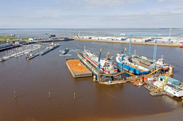 Hollanda Daki Delfzijl Limanındaki Sanayiden Havadan — Stok fotoğraf