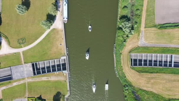 Luftaufnahmen Vom Aquadukt Galamadammen Friesland Niederlande — Stockvideo