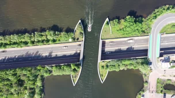 Luftaufnahme Vom Aquadukt Harderwijk Veluwemeer Den Niederlanden — Stockvideo