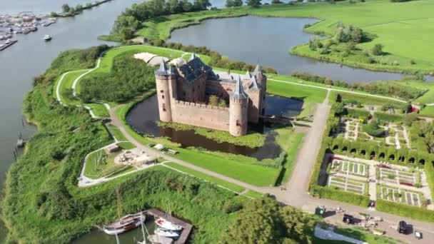 Εναέρια Από Κάστρο Muiderslot Κοντά Muiden Στην Ολλανδία — Αρχείο Βίντεο