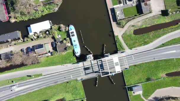 Luftaufnahme Von Einer Zugbrücke Der Stadt Lemmer Friesland Niederlande — Stockvideo