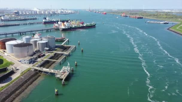 Aerial Rotterdam Harbor Netherlands — Stock Video