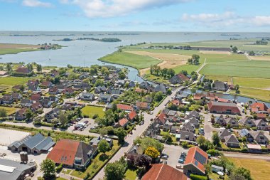 Aerial panorama from the village Gaastmeer in Friesland the Netherlands