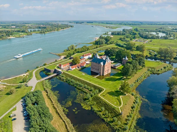 Flyg Från Slottet Loevestein Vid Floden Merwede Nederländerna — Stockfoto