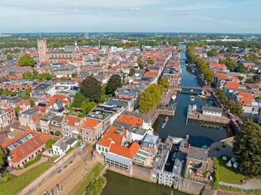 Hollanda 'nın tarihi kenti Gorinchem' den havadan.