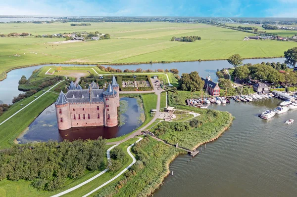 Flygfoto Från Slottet Muiderslot Muiden Nederländerna — Stockfoto