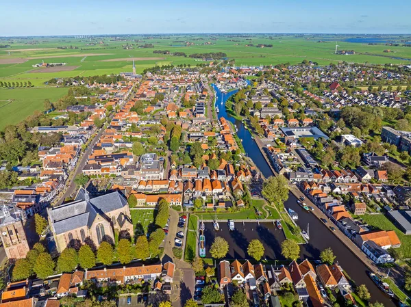 Aerial Historical City Workum Friesland Netherlands — Stock Photo, Image