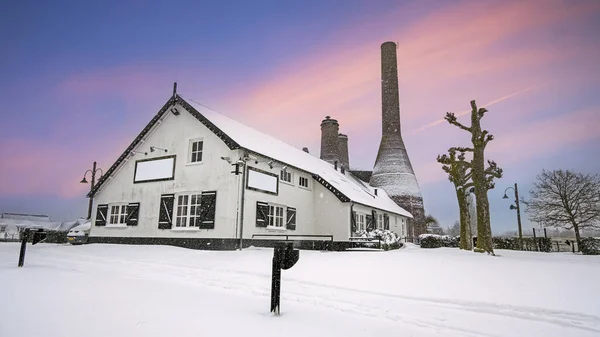 Traditional Limekilns Factory Huizen Netherlands Winter Sunset — Stock Photo, Image