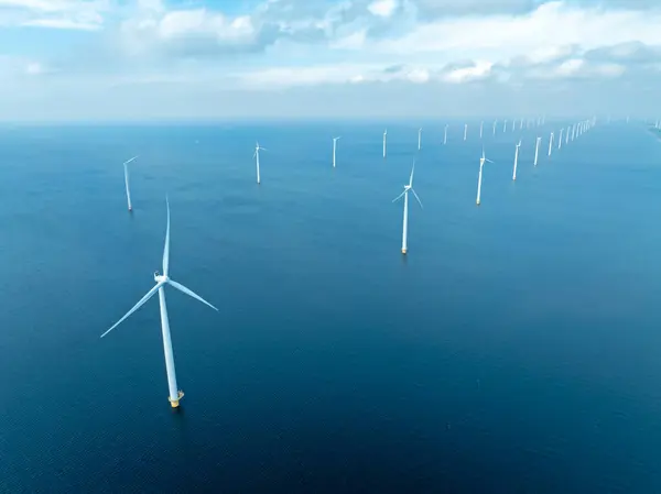 Aerial Wind Turbines Ijsselmeer Netherlands Stockfoto