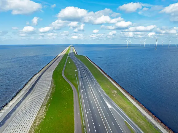 Aerial Highway Afsluitdijk Netherlands Stockbild