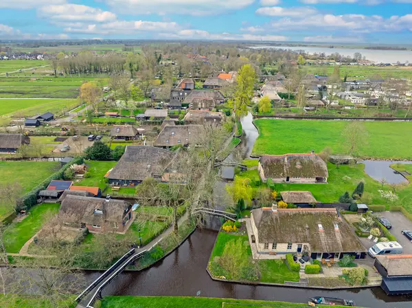 Aerial Little Historical Village Giethoorn Netherlands Stockfoto