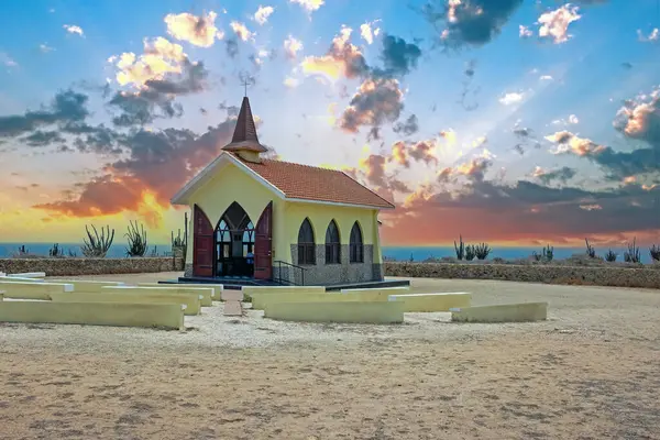 Alto Vista Kapelle Auf Der Insel Aruba Der Karibik Bei lizenzfreie Stockfotos
