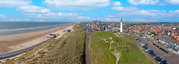 Luftaufnahme Von Egmond Aan Zee Den Niederlanden Stockbild