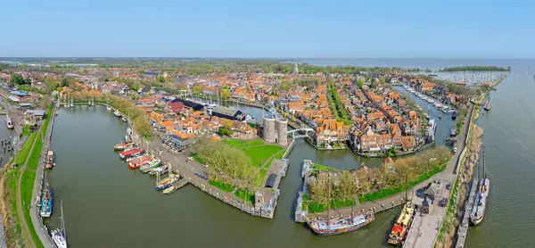 Letecké Panorama Středověkého Města Enkhuizen Nizozemsku Royalty Free Stock Fotografie