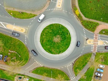 Aerial topshot from a roundabout in the Netherlands clipart