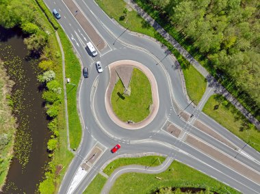 Aerial topshot from a roundabout in the Netherland clipart