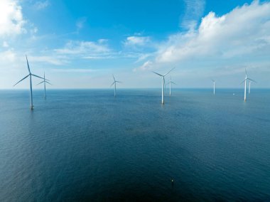 Aerial from wind turbines at the IJsselmeer in the Netherlands
