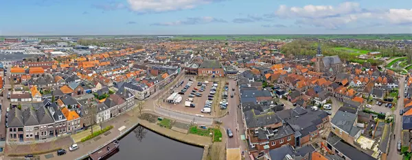 Panorama Aéreo Cidade Genemuiden Nos Países Baixos Imagens Royalty-Free