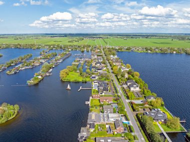 Aerial from the village Vinkeveen at the Vinkeveense Plassen in the Netherlands