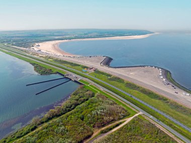Aerial from the Brouwersdam in Zeeland the Netherlands clipart