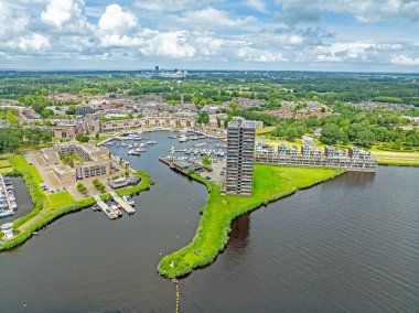 Hollanda 'daki Almere şehrinden havadan.