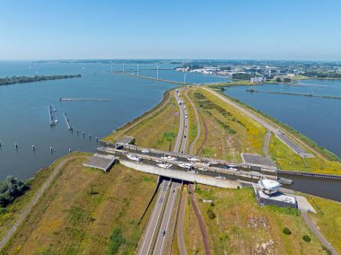 Aerial from naviduct Krabbersgat near Enkhuizen in the Netherlands clipart