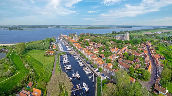 stock image Aerial panorama from the city Veere in Zeeland the Netherlands
