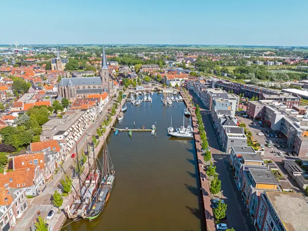 Aerial from the city Harlingen in Friesland the Netherlands