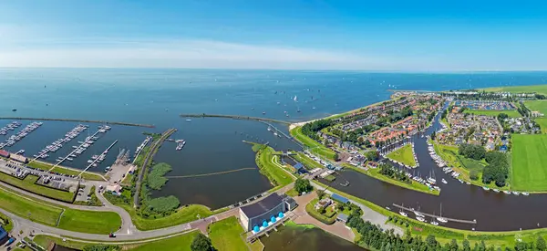 stock image Aerial panorama from the city Stavoren at the IJsselmeer in the Netherlands