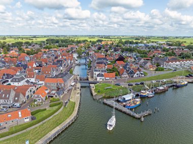 Hollanda, Frieland 'deki Makkum kasabasından havadan.