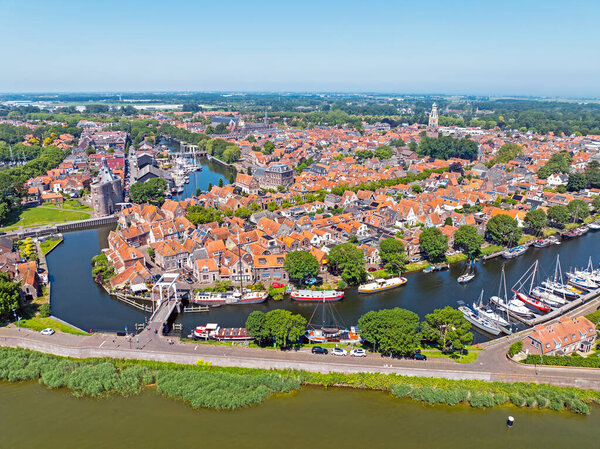 Aerial from the city Enkhuizen in the Netherlands
