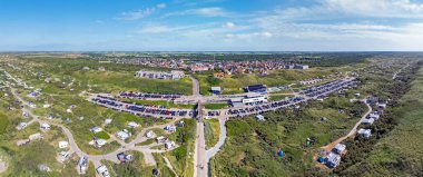 Aerial panorama from the camping and town De Koog  on Texel island in the Netherlands clipart