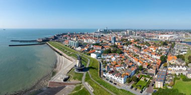 Hollanda 'nın Zeeland kentindeki tarihi Vlissingen kasabasından hava manzarası