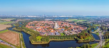 Aerial panorama from the historical town Brielle near Rotterdam in the Netherlands clipart