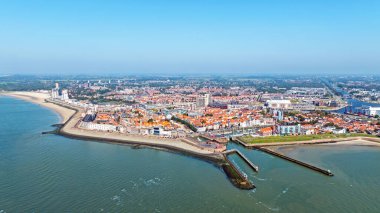 Hollanda 'nın Zeeland kentindeki tarihi Vlissingen kasabasından havadan.