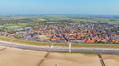 Aerial from the town Zoutelande in Zeeland the Netherlands clipart