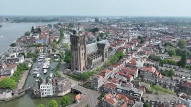 Hollanda 'daki Dordrecht şehrinden havadan.