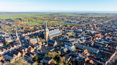 Aerial from the city Franeker in Friesland the Netherlands clipart