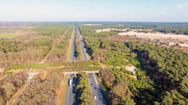 Hollanda 'daki Veluwe' deki ekoduct Hulshorst 'tan gelen hava aracı.