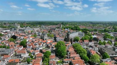Hollanda 'daki Gouda şehrinden havadan.
